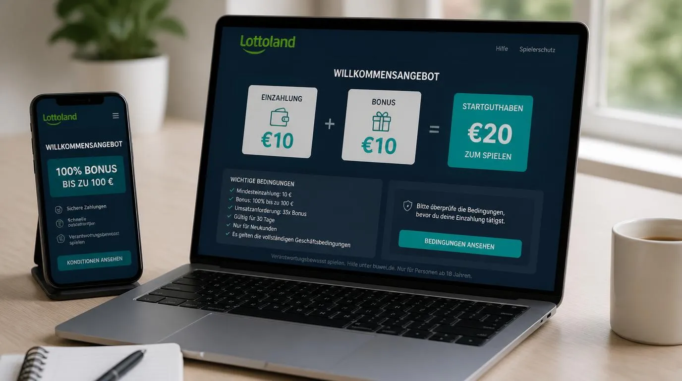 Smartphone mit Casino-Bonusangebot und Beispielrechnung für eine Einzahlung von 10 €